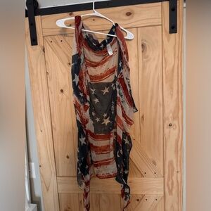 Red, white, and blue cardigan